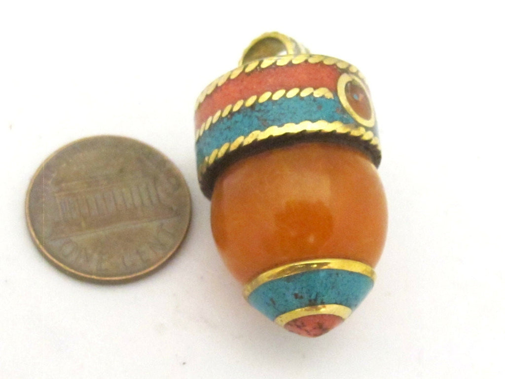 1 Pendant - Tibetan copal resin bullet shape pendant - PM318