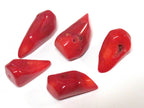 5 BEADS - Red color bamboo coral spike triangle nugget pendant beads - GM433