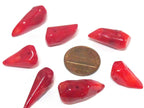 5 BEADS - Red color bamboo coral spike triangle nugget pendant beads - GM433