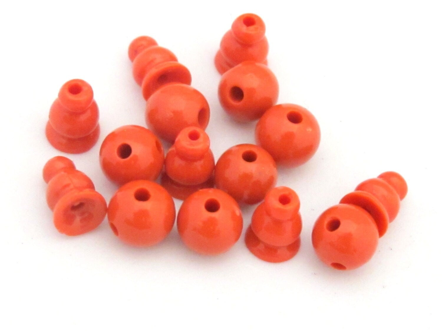 3 sets - 3 hole reddish orange resin Guru Bead 8 mm size and column bead - GB014