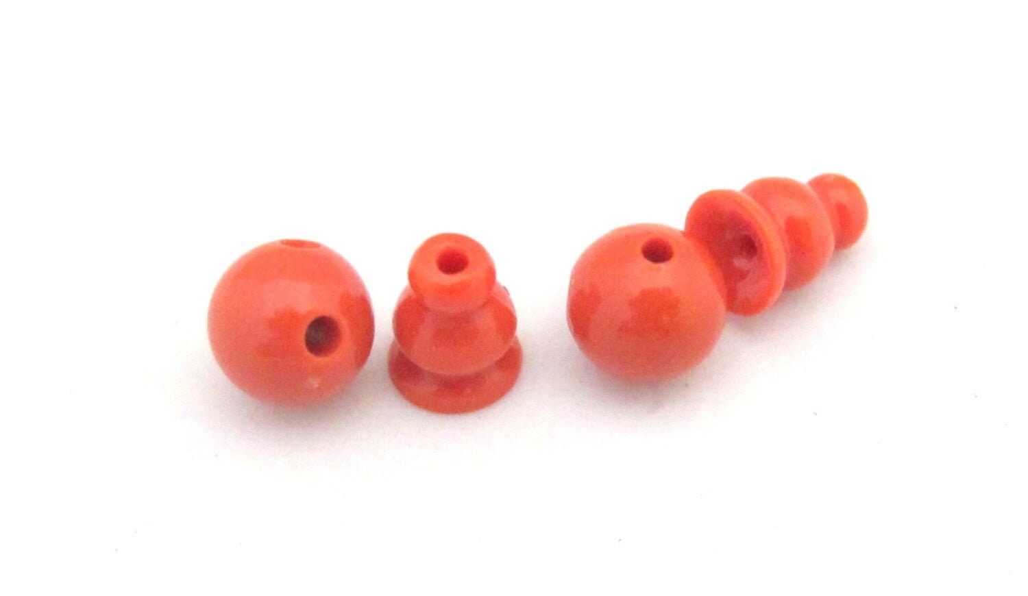 3 sets - 3 hole reddish orange resin Guru Bead 8 mm size and column bead - GB014