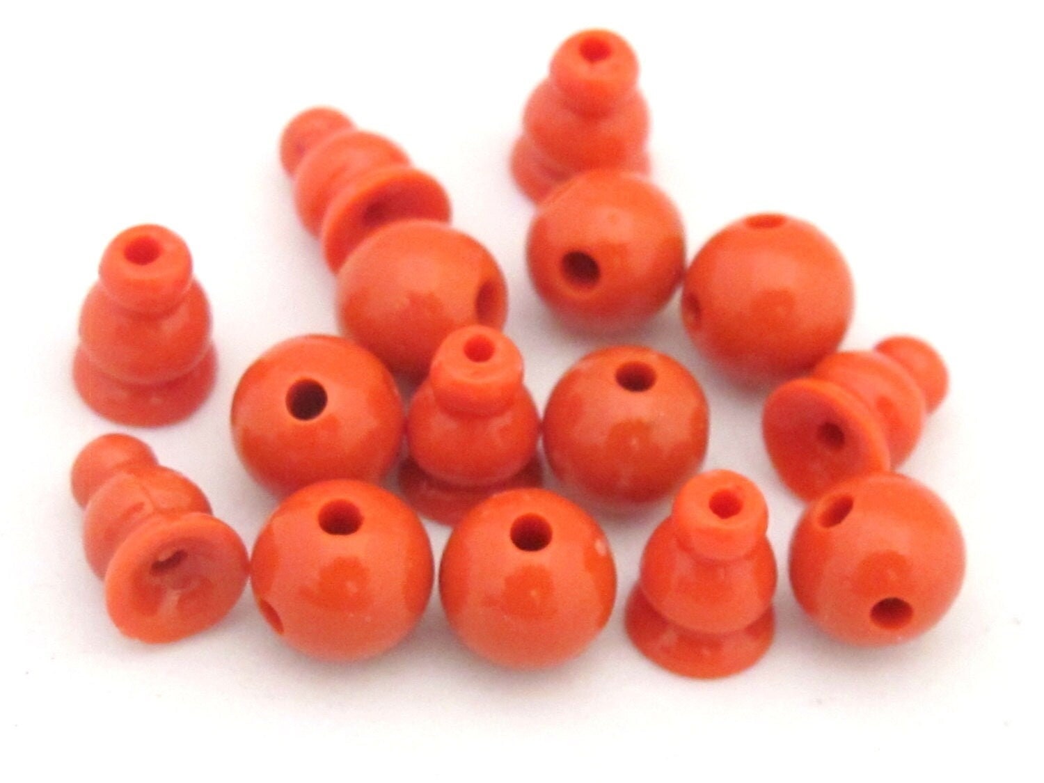 3 sets - 3 hole reddish orange resin Guru Bead 8 mm size and column bead - GB014