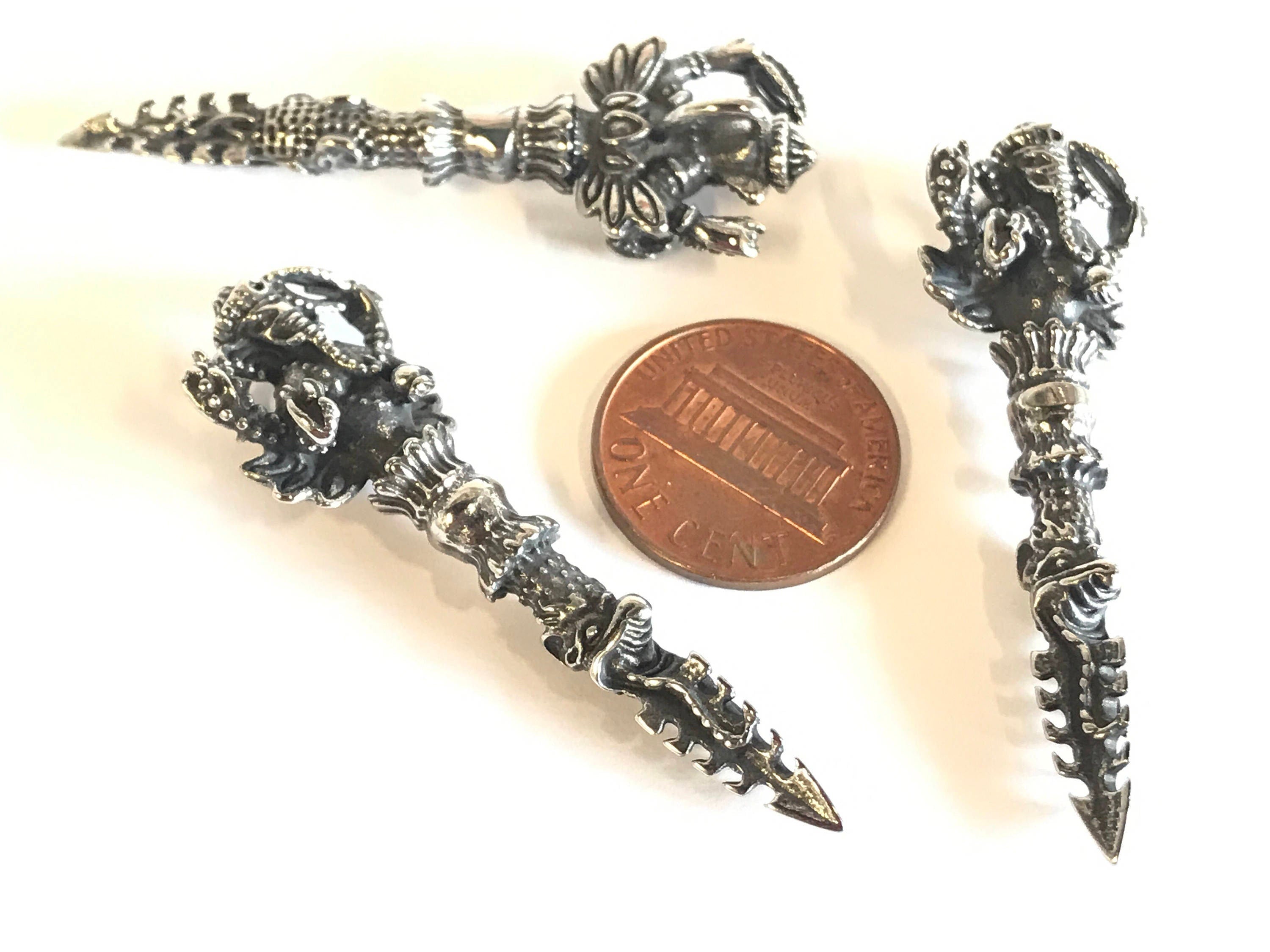 Stainless steel good quality four armed Ganesha lotus flower phurba pendant - PM557