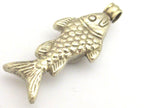 1 Pendant - Tibetan antiqued silver color finish fish design repousse pendant with red inlay - PM342B