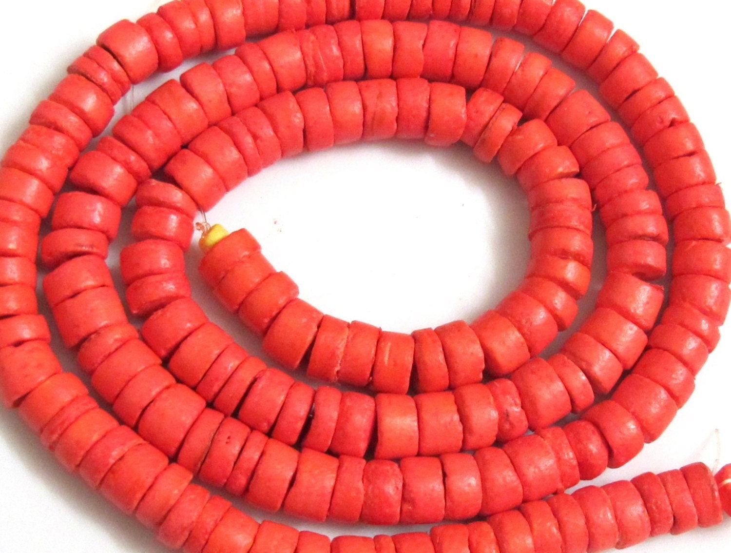Full Strand-Natural coconut beads long strand 22 inches - orange - NB044 - 150 plus beads