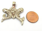 1 pendant - Antiqued silver finish Two golden fish auspicious Buddhist symbol charm Tibetan pendant - PM286C