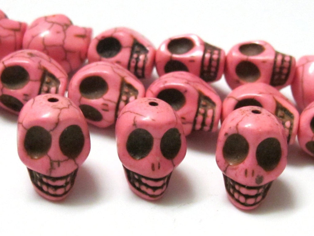 17 mm Large Pink skull beads - 2 pieces - GM193