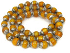 4 BEADS - Tibetan beads - Tibetan copal resin silver capped beads - BD587E