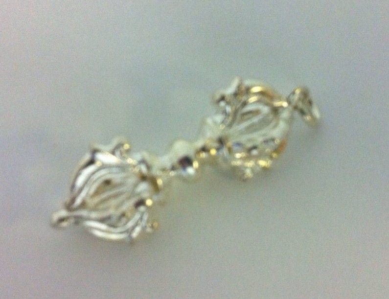 Tibetan silver plated brass vajra pendant - CP055