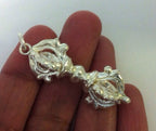 Tibetan silver plated brass vajra pendant - CP055