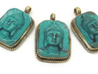 Tibetan green color Buddha face pendant from Nepal - ethnic tibetan nepal buddha jewelry supply pendants - PS001C - copyright Nepalbeadshop