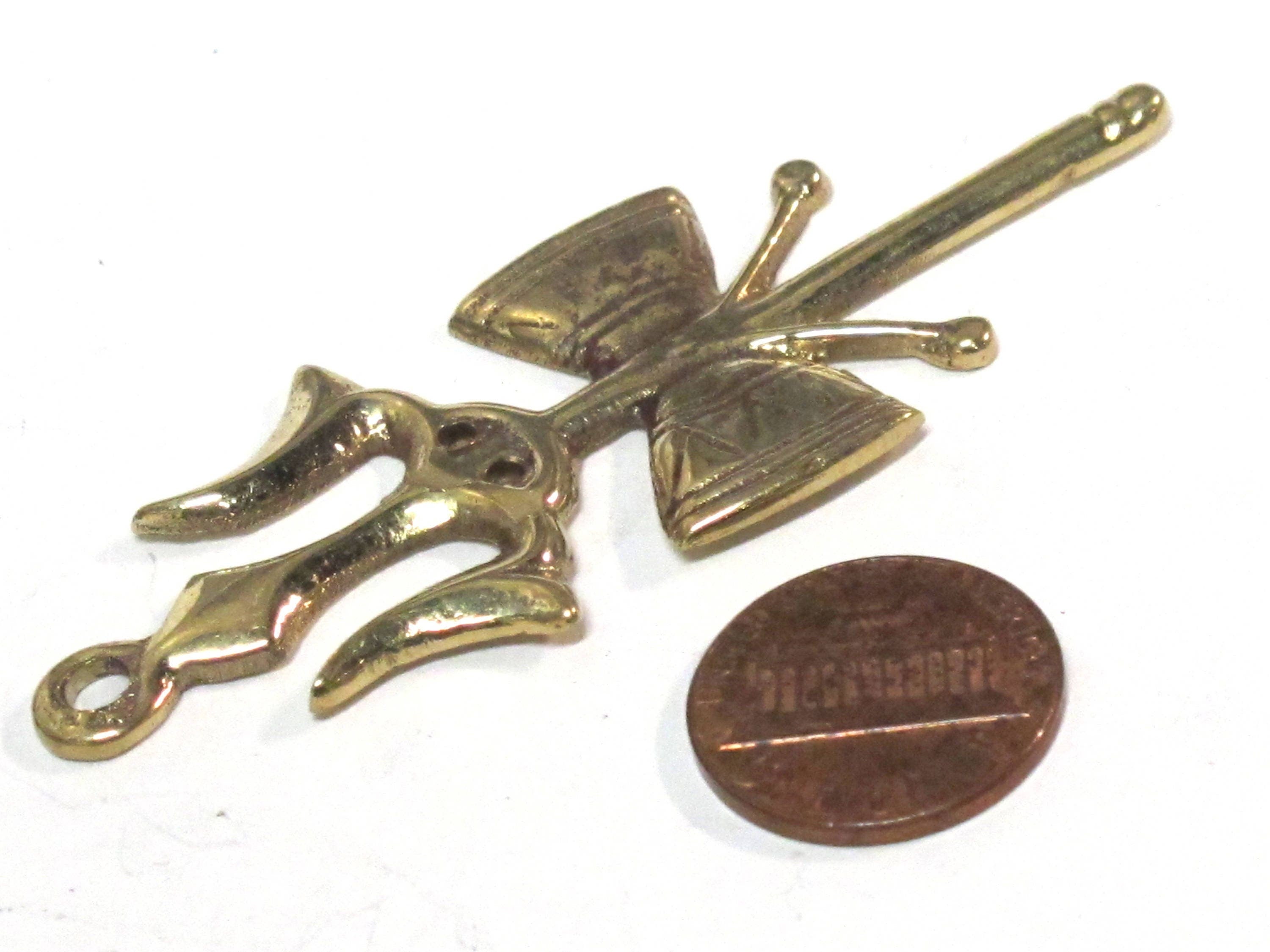 Long Tibetan brass Shiva Trident pendant - CP006 custom design copyright Nepalbeadshop