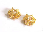 2 Beads -Gold color plated ethnic Tibetan design bead caps 10mm - BD562B
