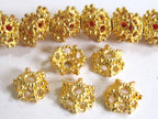 2 Beads -Gold color plated ethnic Tibetan design bead caps 10mm - BD562B