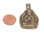 Tibetan solid Brass Chenrezig Buddha Avalokiteshvara pendant with reverse floral carving from Nepal - PM464B