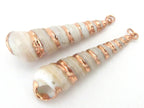 Beautiful Rose Gold edged spiral turitella shell pendant - 1 piece - SP030A