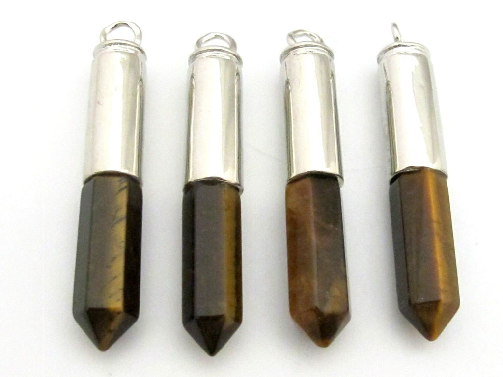 1 Pendant - Tigers eye gemstone bullet pendant - PM329A