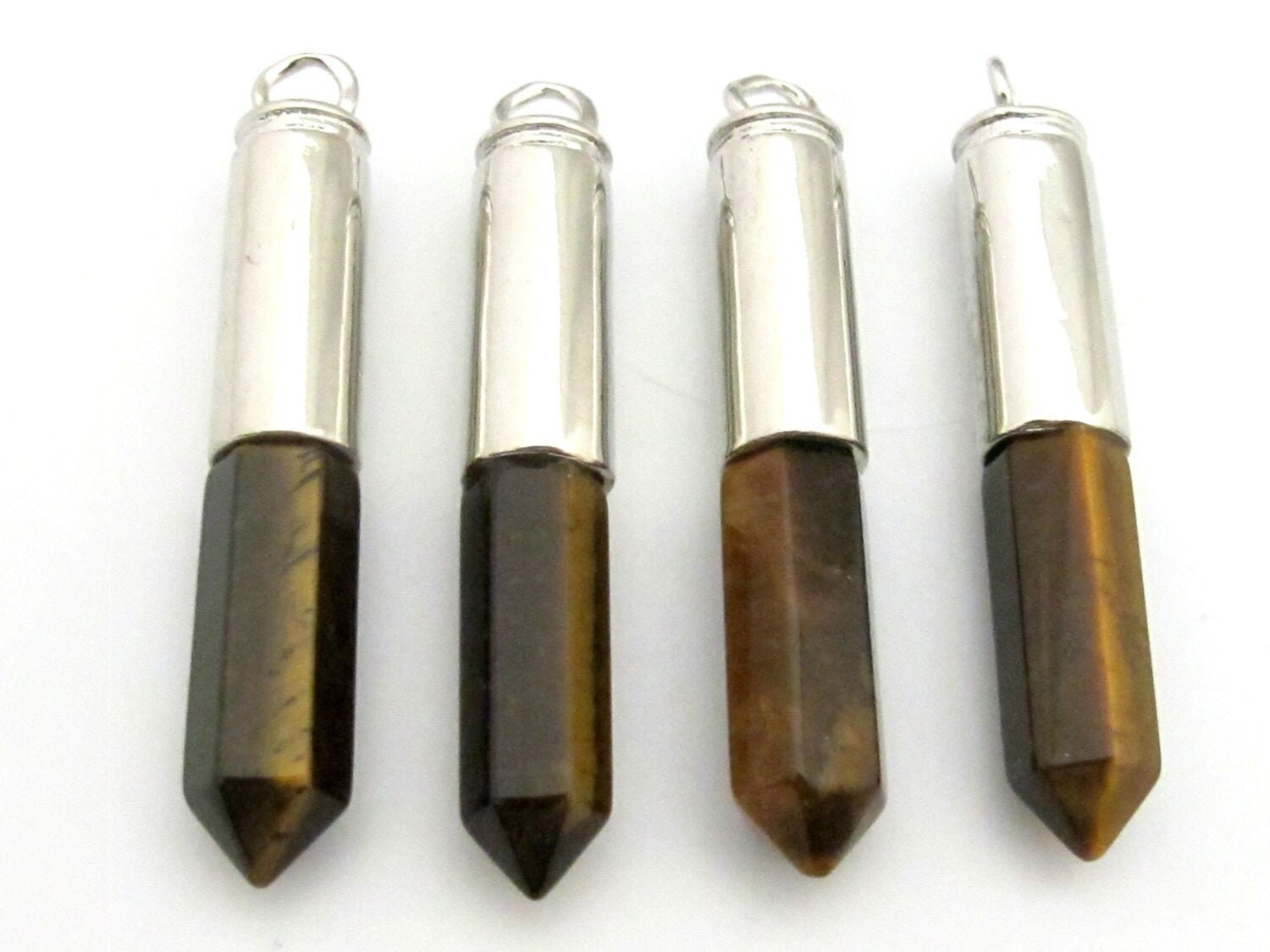 1 Pendant - Tigers eye gemstone bullet pendant - PM329A