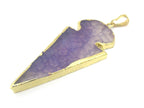 Purple color agate gold electroplated arrowhead shape pendant - PM466B