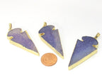 Purple color agate gold electroplated arrowhead shape pendant - PM466B