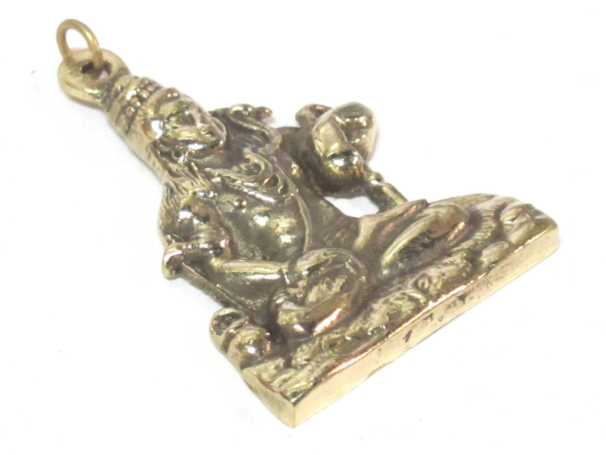1 Pendant - Large size Hindu Lord Shiva Pashupatinath seated posture brass pendant from Nepal - CP128 custom design copyright Nepalbeadshop