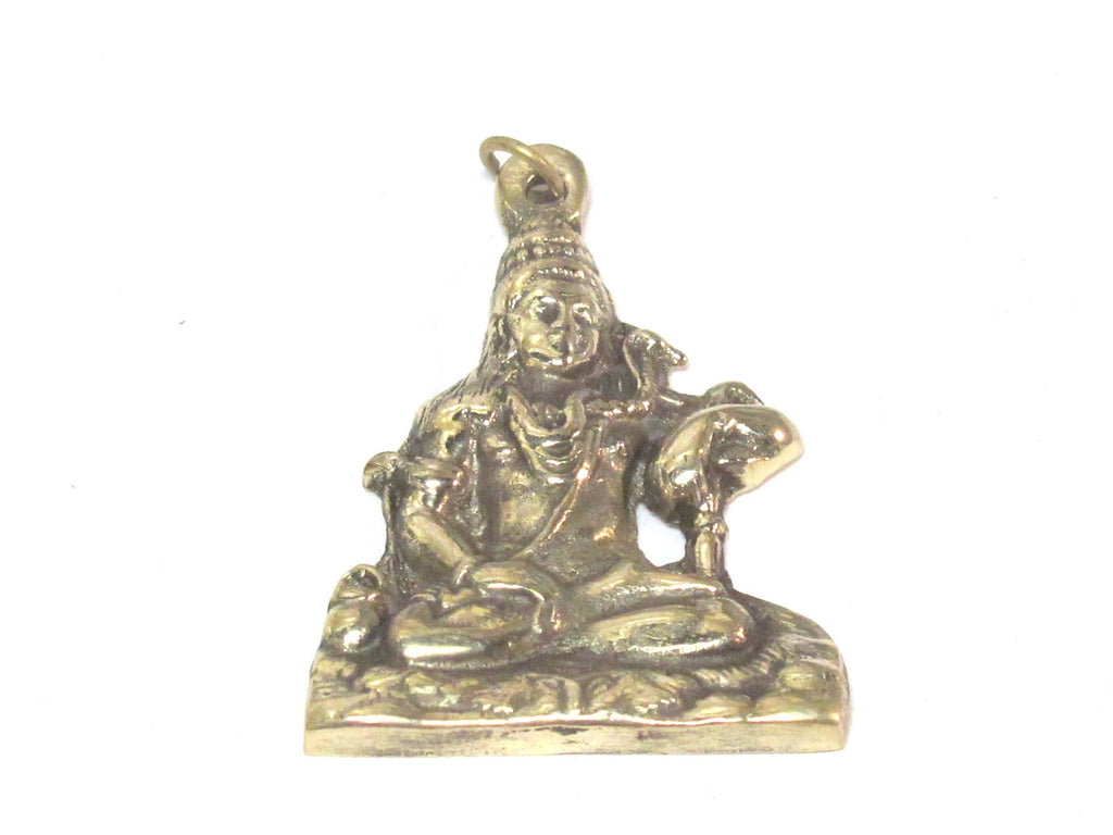 1 Pendant - Large size Hindu Lord Shiva Pashupatinath seated posture brass pendant from Nepal - CP128 custom design copyright Nepalbeadshop