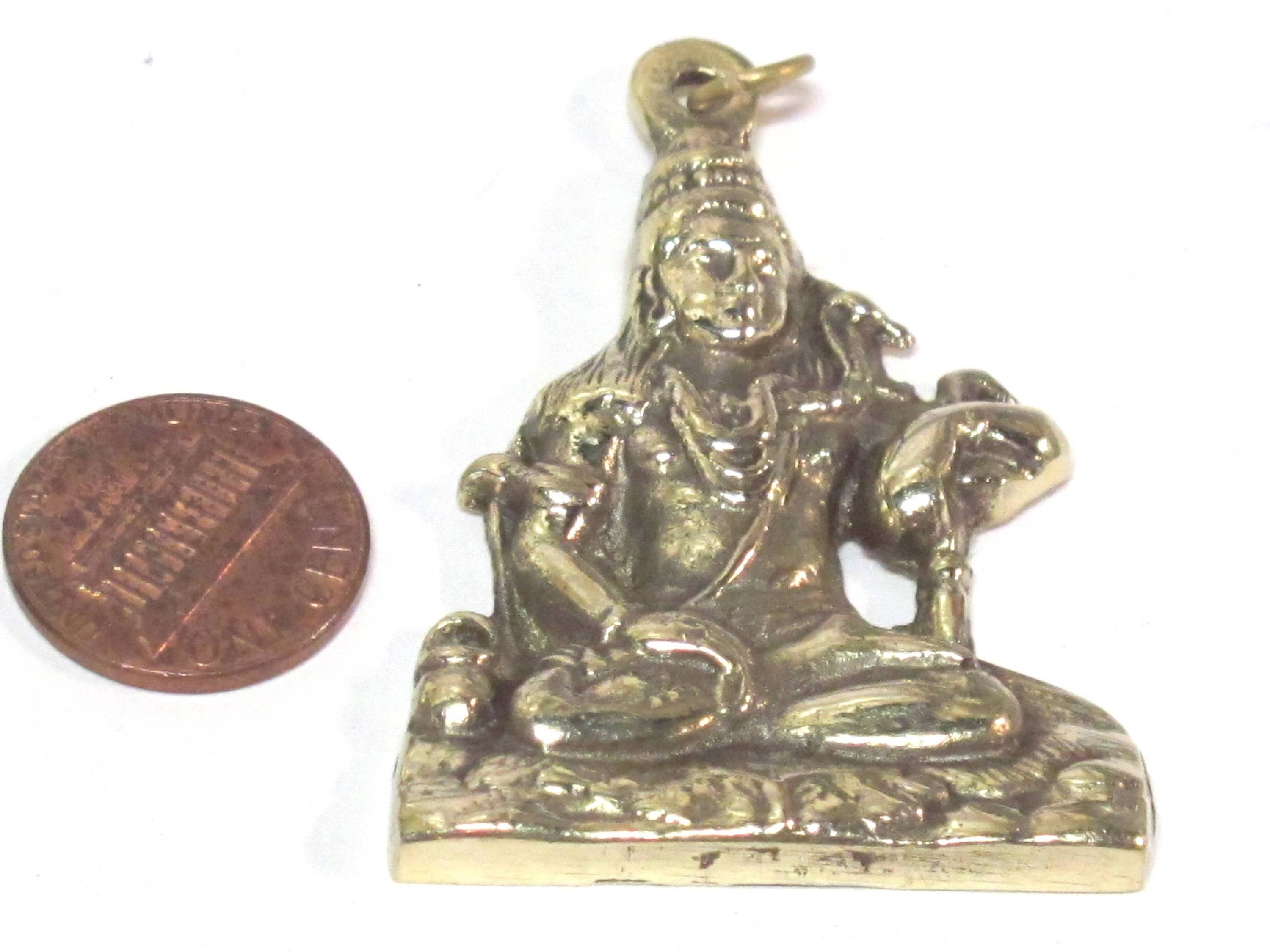 1 Pendant - Large size Hindu Lord Shiva Pashupatinath seated posture brass pendant from Nepal - CP128 custom design copyright Nepalbeadshop