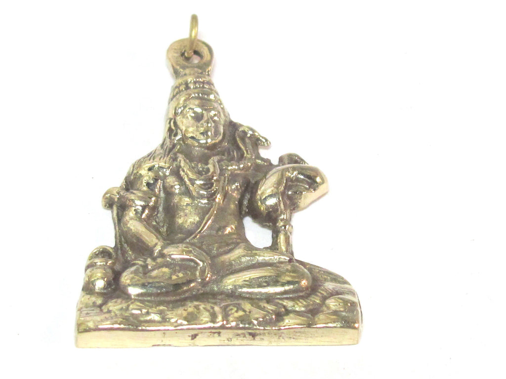 1 Pendant - Large size Hindu Lord Shiva Pashupatinath seated posture brass pendant from Nepal - CP128 custom design copyright Nepalbeadshop