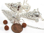 1 pendant - Tibetan silver pentacle star cage pendant with 3 rudraksha beads - PM545