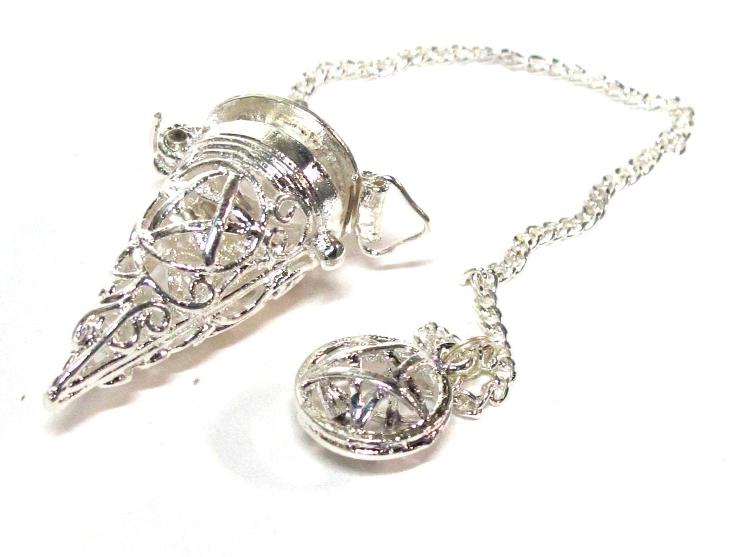 1 pendant - Tibetan silver pentacle star cage pendant with 3 rudraksha beads - PM545
