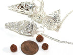 1 pendant - Tibetan silver pentacle star cage pendant with 3 rudraksha beads - PM545