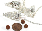 1 pendant - Tibetan silver pentacle star cage pendant with 3 rudraksha beads - PM545