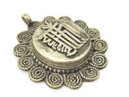 1 Pendant - Tibetan silver kalachakra mantra spiral filigree pendant from Nepal - CP108