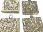 1 pendant - Tibetan silver square shape Buddha pendant detailed carving with deer animal design on other side - PM588B