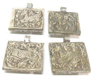 1 pendant - Tibetan silver square shape Buddha pendant detailed carving with deer animal design on other side - PM588B