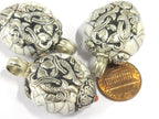 1 Pendant - Reversible Tibetan silver double fish symbol white crackle resin pendant from Nepal - PM399