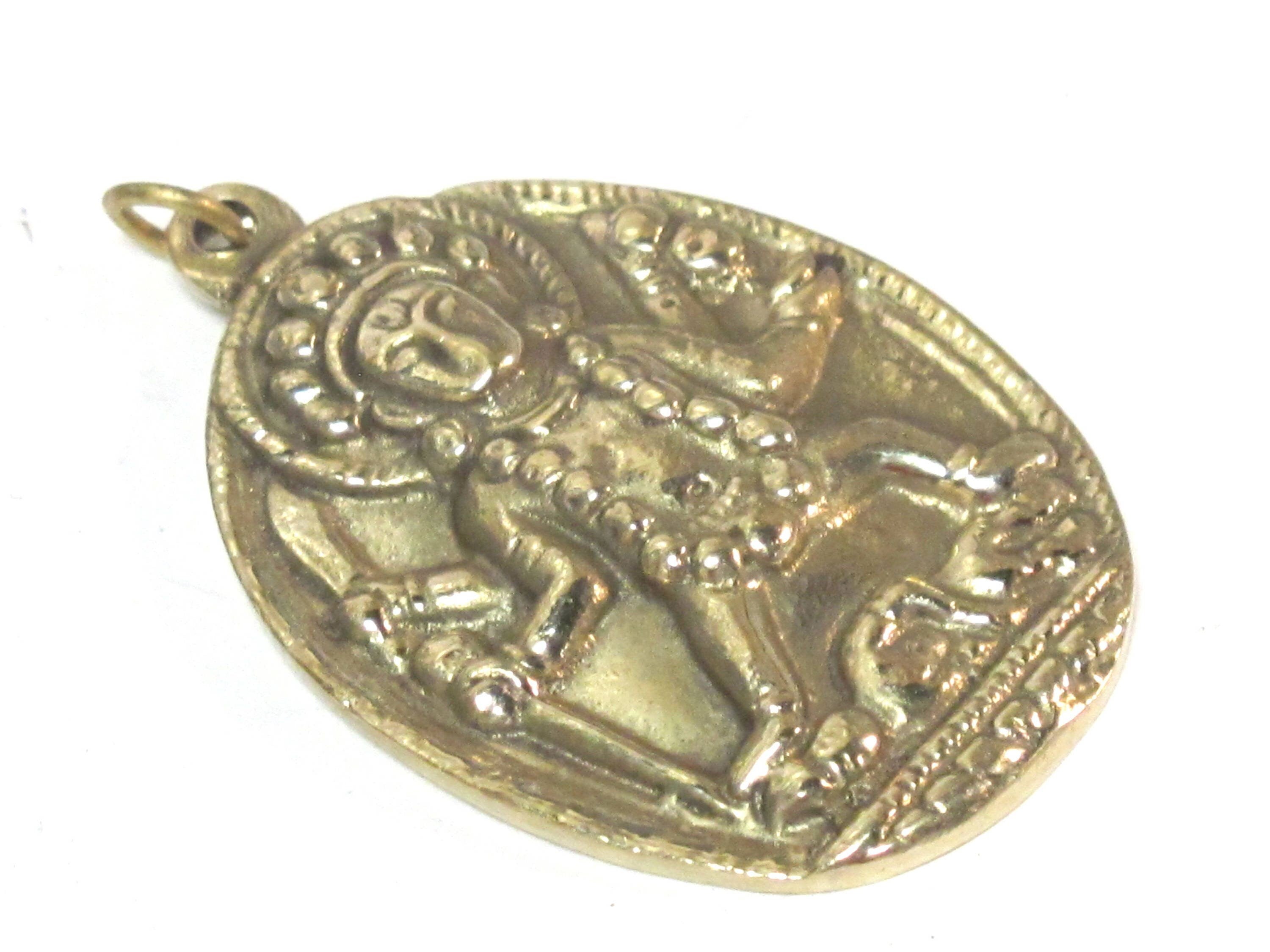 1 pendant - Brass Oval shape Goddess Kali Shiva pendant from Nepal - CP023 custom design copyright Nepalbeadshop