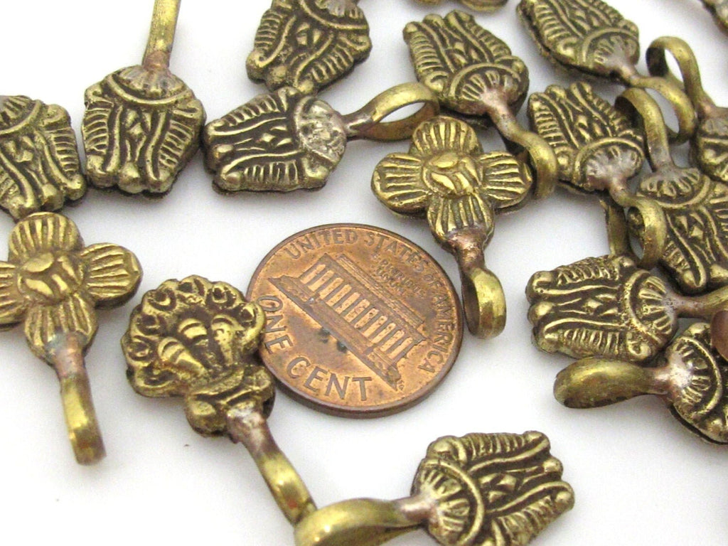 Tibetan mala counters - set of 3 brass counter - Assorted designs Tibetan lotus flower dorje floral brass mala counters - GB003K