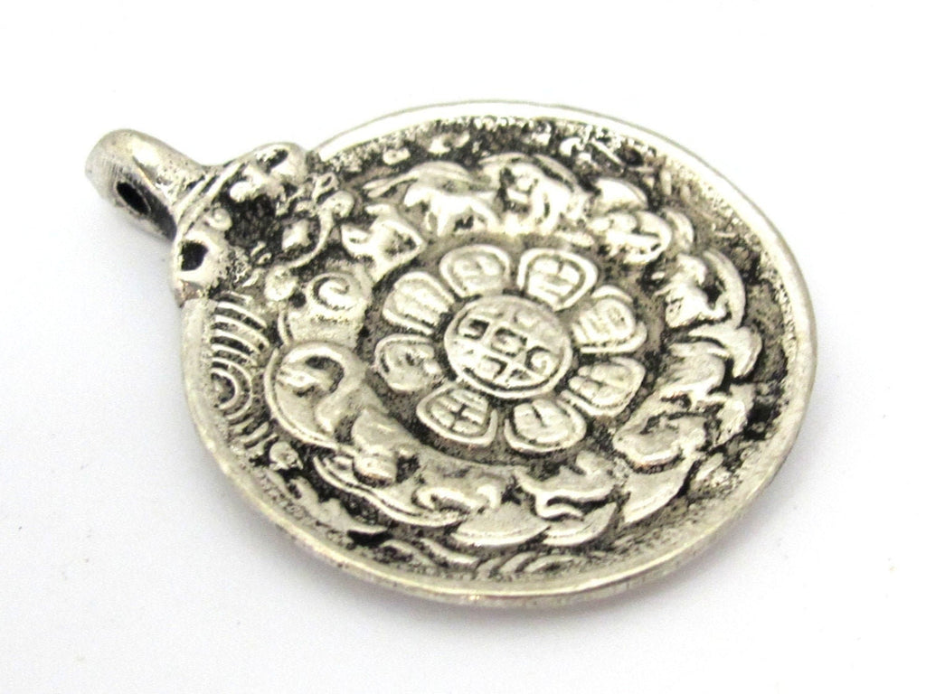 1 Pendant Tibetan Om calendar timeline wheel pendant with antiqued silver finish --CP113 custom design copyright Nepalbeadshop