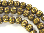 10 om mantra brass beads - 8 mm size Tibetan antiqued finish brass mala making beads om mani padme hum Tibetan prayer mantra beads -- ML082B