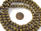 10 om mantra brass beads - 8 mm size Tibetan antiqued finish brass mala making beads om mani padme hum Tibetan prayer mantra beads -- ML082B