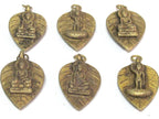 Reversible bodhi leaf shape standing Buddha and seated buddha Brass pendant from Nepal - CP068B