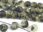 8 BEADS - Thick spotted recycled ethnic ghana recycled glass beads grey black white tone - AB011