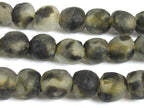 8 BEADS - Thick spotted recycled ethnic ghana recycled glass beads grey black white tone - AB011