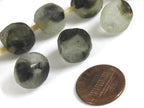 8 BEADS - Thick spotted recycled ethnic ghana recycled glass beads grey black white tone - AB011