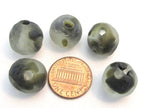 8 BEADS - Thick spotted recycled ethnic ghana recycled glass beads grey black white tone - AB011