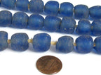 8 Beads - Recycled african ghana glass beads dark blue deep blue color africa ethnic glass beads - AB074