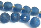 8 Beads - Recycled african ghana glass beads dark blue deep blue color africa ethnic glass beads - AB074