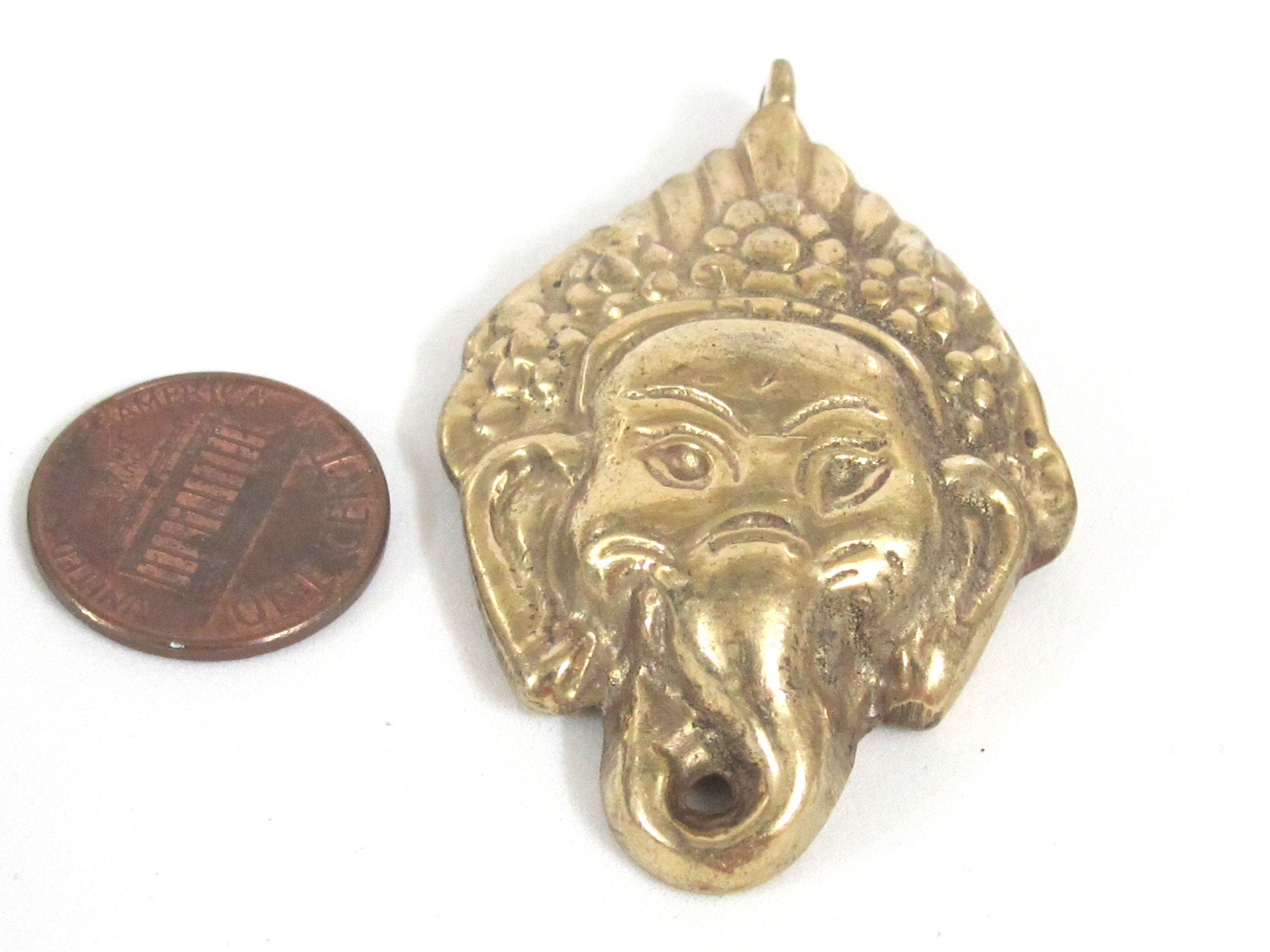 Ganesha Pendant - Shri Ganesha hindu lord Ganesha brass pendant jewelry supply Ganpati Ganeshji Ganesh solid brass pendent Nepal - CP141