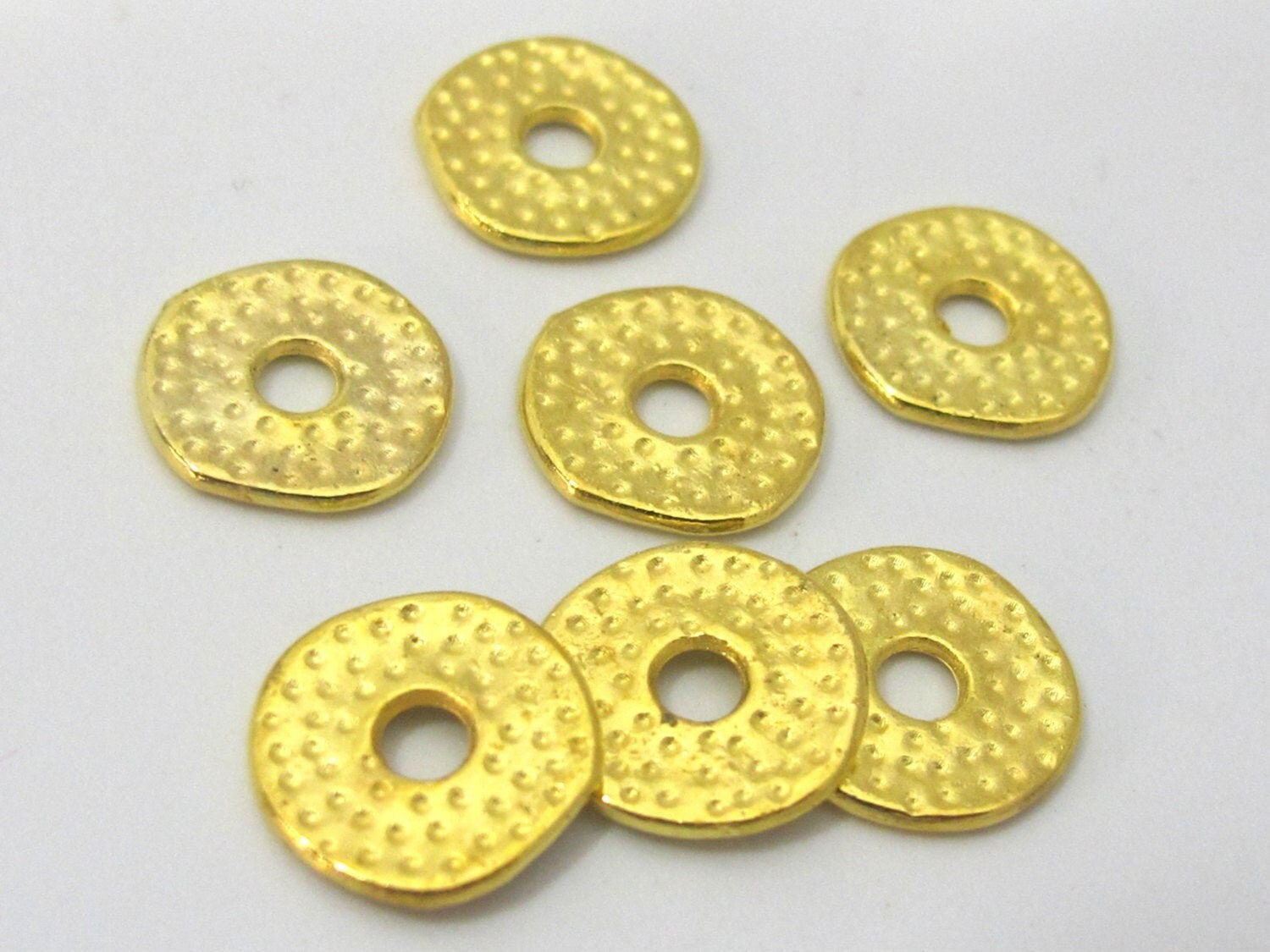 10 Beads - Gold tone plated donut disc beads 12 mm - BD881
